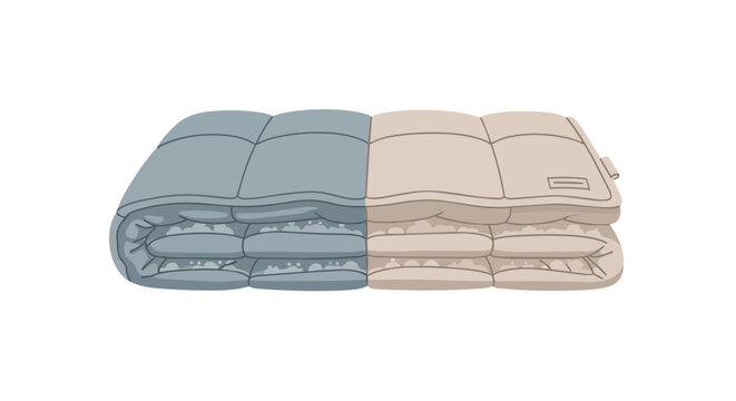 Folded Soft Quilted Duvet Illustration in Two Tone Blue and Pink Colors for Home Comfort