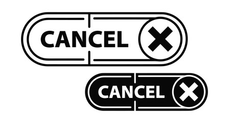 Fototapeta premium Cancel button icon set with cross mark symbol for website interface design software application user experience navigation menu element graphic
