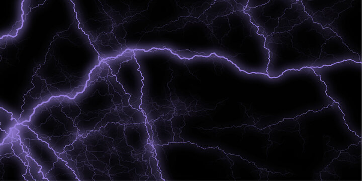 Lightning Effect Overlay, Isolated Electric Thunderstorm Bolt Strikes on Dark Night Sky Background, High-Resolution Flash Energy Discharge Texture. Vector marble pattern with pink cracks Transparent.