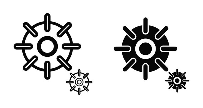 Naval mine icons in outline and solid styles representing underwater explosives sea weapons maritime defense naval warfare marine danger and military equipment