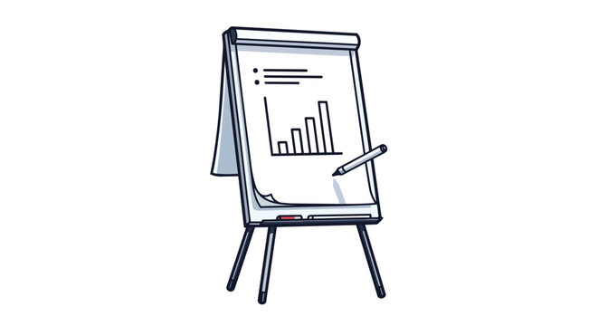 Hand Drawn Flip Chart Illustration with Business Growth Bar Graph and Marker Pen for Presentation