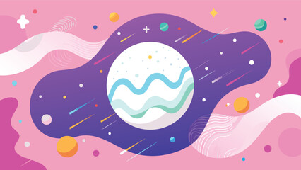Abstract planet with flowing colorful waves and shooting stars © Sadhin07