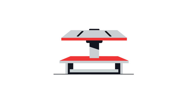 Flat illustration of an industrial heat press machine used for textile printing and apparel customization