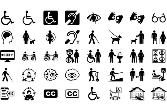 Inclusive Public Facility Accessibility Icons Set