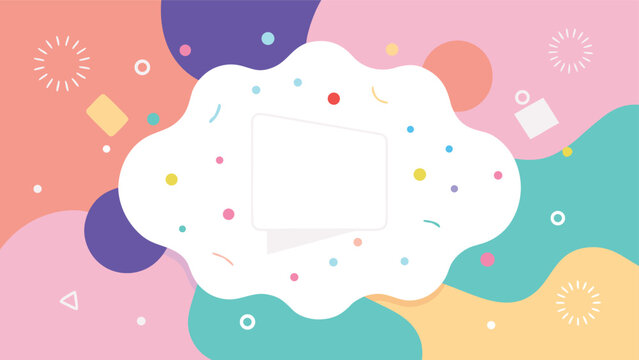 Celebration background with colorful fluid shapes and confetti particles