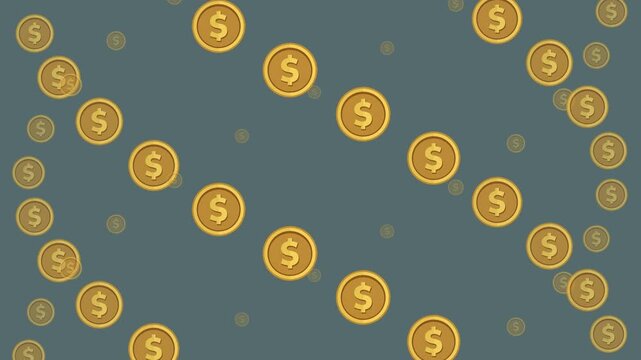 Gold Coins Golden Dollar Coin Seamless Pattern Background Finance Wealth Investment and Banking Success Concept.