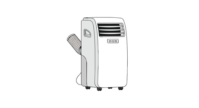 portable air conditioner unit with exhaust hose illustration for home cooling and climate control