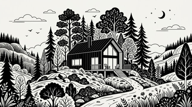 rural landscape with trees