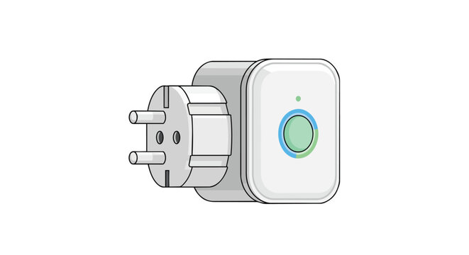 European Smart Home Wi-Fi Power Plug Illustration with LED Indicator for Energy Management and Remote Control