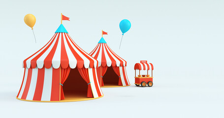 circus tents with food stall 3d render © Queen Nadeesha