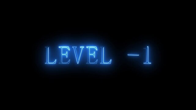 Blue Neon Level - 1 Glowing Text Animation on Black Background
