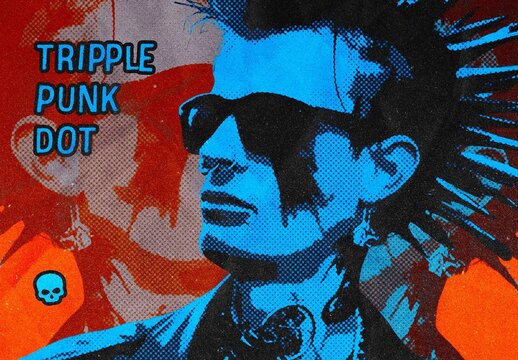 Triple Punk Photo Effect &ndash; Halftone for Album Cover & Social Media (PSD)