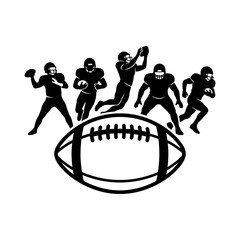 American football players with large ball silhouette © PureVectorArts