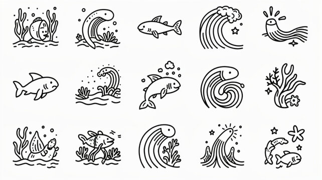 Fish and sea creatures illustrations.