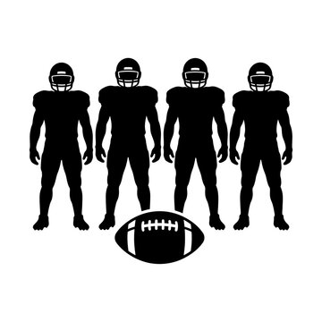 American football lineup with ball silhouette