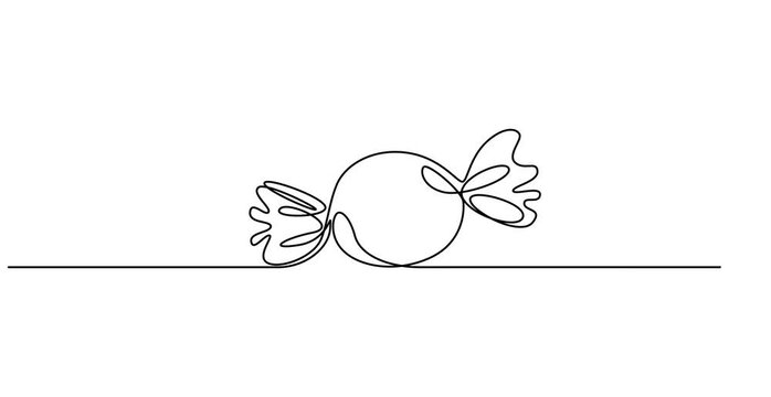 Continuous one line drawing of sweet candy animation. Single line art candy icon. Full length one line 4K animation video, Elegant One Line Drawing Animation 