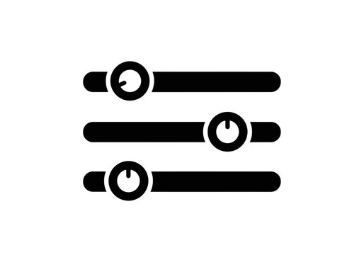 A very unique looking three perfect black slider controls silhouette with three circular knobs