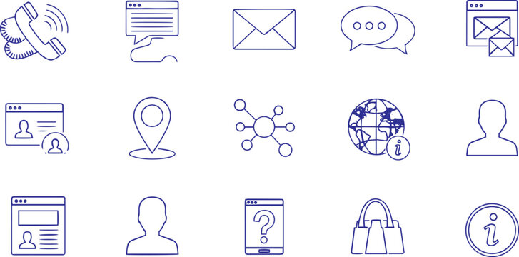Minimalist Contact Methods and Message Communication Icon Pack
