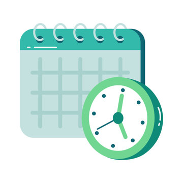 Clock with calendar, icon of timetable