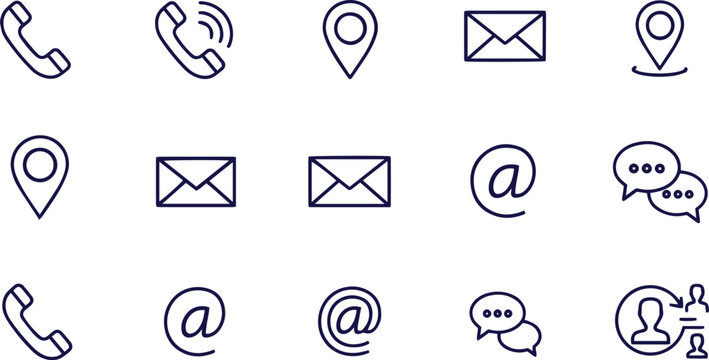 Minimalist Contact Methods and Message Communication Icon Pack