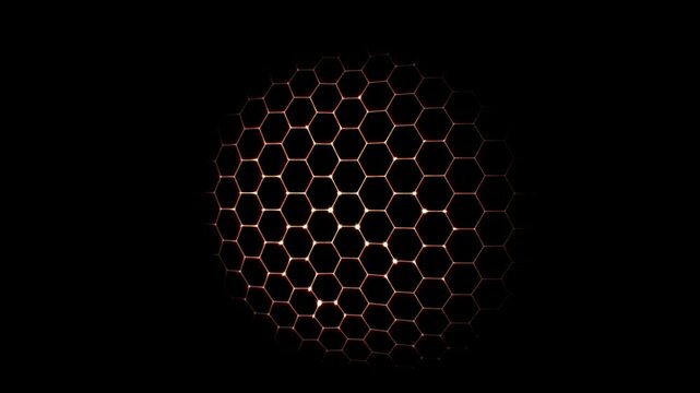 Sphere shield abstract energy glowing hexagonal grid. Defense globe shell cybersecurity concepts, data protection business presentations.