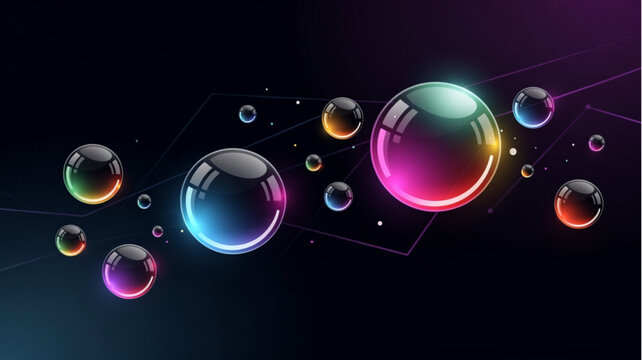 Colorful Bubbles Floating in Air.