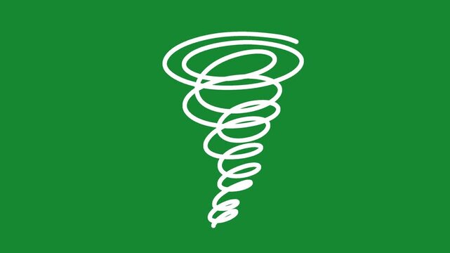 2D Animated Hand Drawn Tornado Cyclone Weather Effect on Green Screen