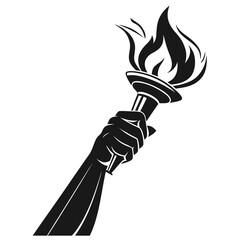Hand gripping torch with flames on white background transparent background © Abu