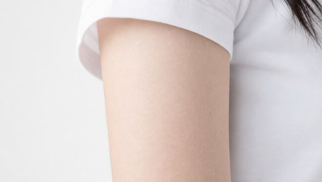 二の腕の産毛を見せる脱毛前の接写
