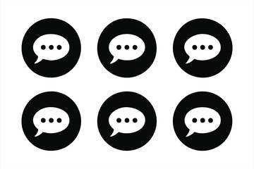 Fototapeta premium Set of black speech bubble icons with three dots, communication symbols.