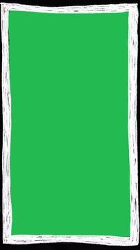 Hand Drawn Zigzag Lines Grunge Frame Animation Green Screen White Rough Vertical Border
