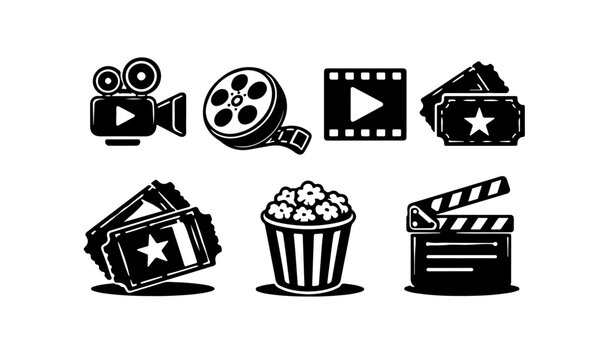Video icon set,cinema and movie symbol, vector illustration.