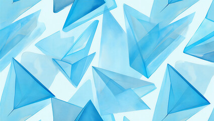 Fototapeta premium Abstract seamless pattern with blue geometric origami paper shapes