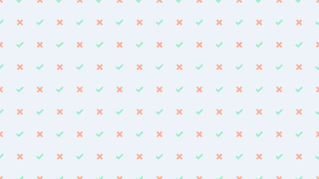 Simple Minimalist Pattern of Green Check Marks and RedCrosses on Light Neutral Background