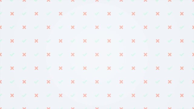 Simple Animated scrolling Pattern of Check Marks and Cross Symbols on flat soft neutral accent