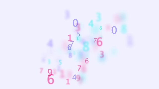 Dynamic numeric animation with scattered digits in bokeh style, seamless looping