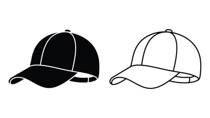 Fototapeta premium baseball cap silhouette and line drawing on white background