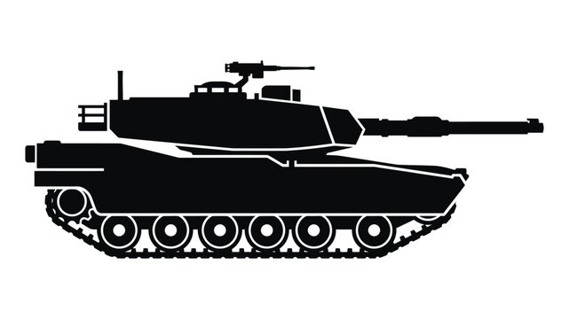 Tank silhouette on a white background military vehicle profile
