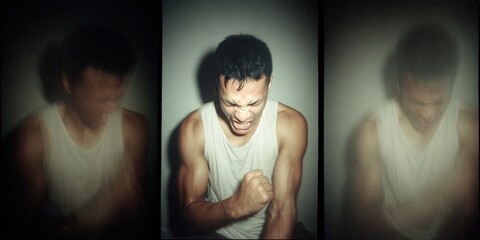 Obraz premium Angry Man in White Tank Top
