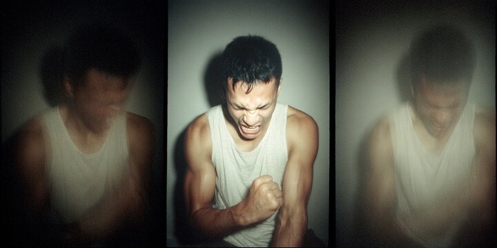 Angry Man in White Tank Top