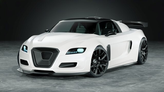 Romania &ndash; May 2026: 3D render of Audi Onix inspired futuristic sports car in studio environment