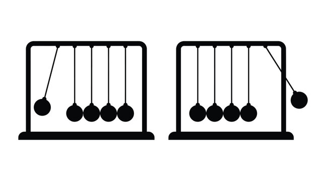 newton s cradle illustration black and white graphic design
