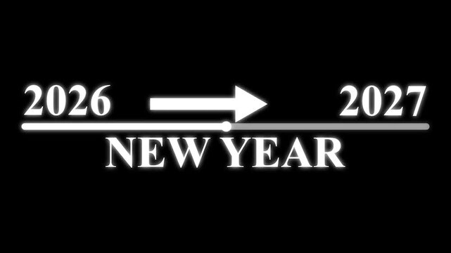 New year 2027 loading bar animation Year changing from 2026 to 2027. Loading bar from 2026 to 2027 new year transfer animation. Almost reaching New Year