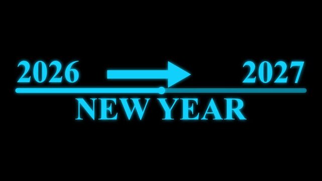 New year 2027 loading bar animation Year changing from 2026 to 2027. Loading bar from 2026 to 2027 new year transfer animation. Almost reaching New Year