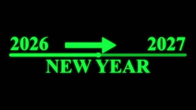 New year 2027 loading bar animation Year changing from 2026 to 2027. Loading bar from 2026 to 2027 new year transfer animation. Almost reaching New Year