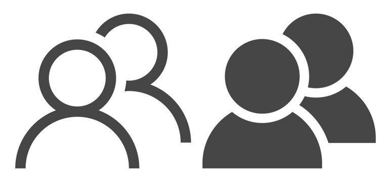 Two simple user icons with outline and filled styles on white background.