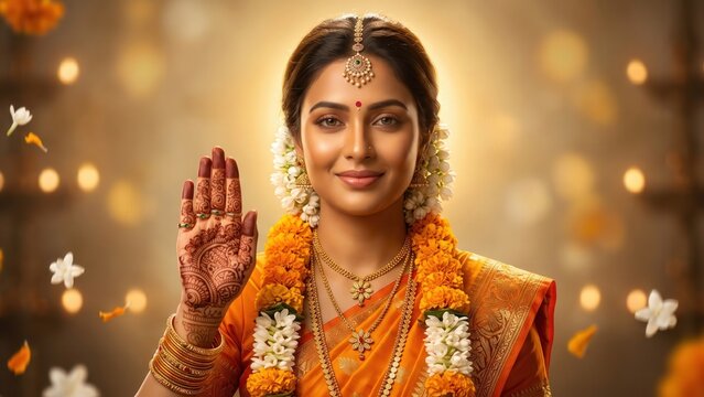 Maa Ambe Blessing Pose &ndash; Divine Spiritual Portrait