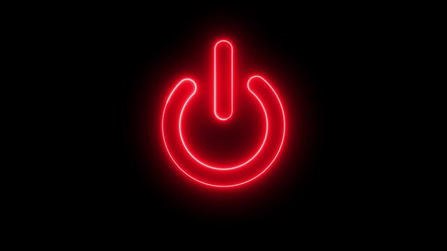 Computer power off / on button 4k video footage. Switch power reset button symbol animation on transparent background