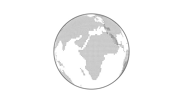 Abstract gray globe planet earth animation. rotating globe white background intro 4K HD video. Global network business information, digital background map