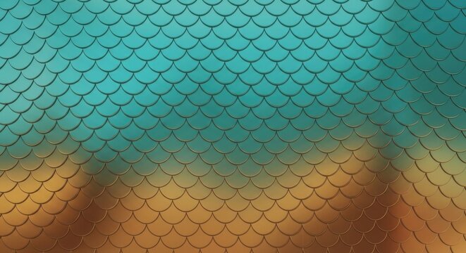 Teal and gold animal print scale background pattern